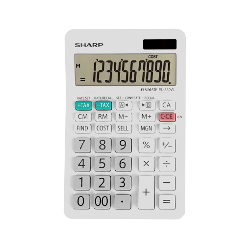 SHARP EL330W Twin Power XL 10-digit Display