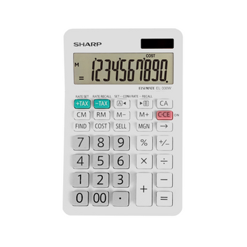 SHARP EL330W Twin Power XL 10-digit Display
